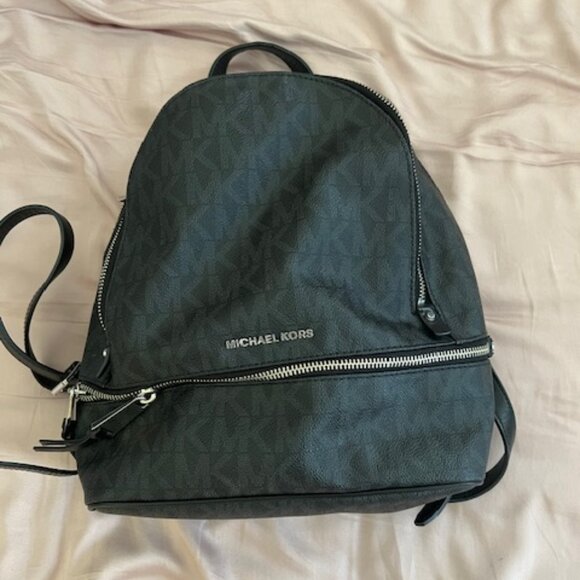 Michael Kors Logo Rhea Zip Small Leather Backpack